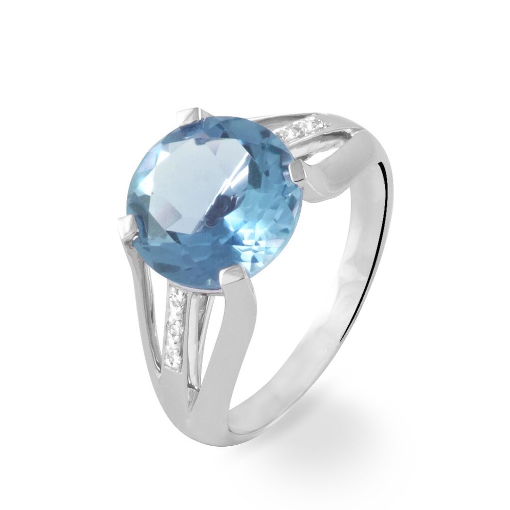 Bague Cecile Or Blanc Topaze Et Diamant - Bagues solitaires Femme | Histoire d’Or