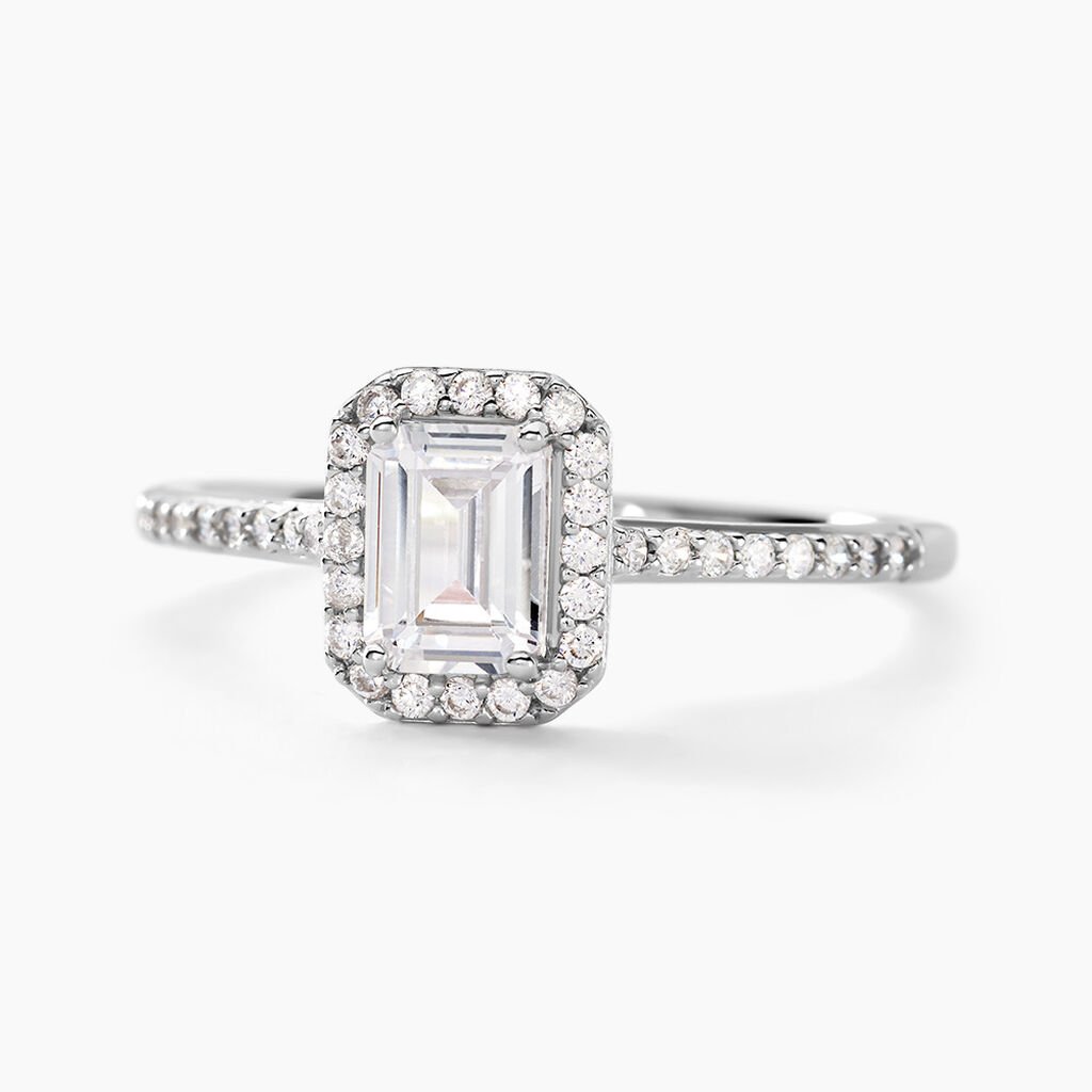 Bague Solitaire Cadmos Argent Blanc Oxyde De Zirconium - Bagues solitaires Femme | Histoire d&rsquo;Or