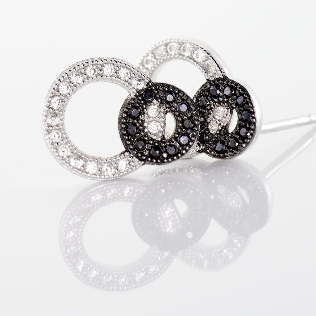 Boucles D'oreilles Puces Diana Argent Blanc Oxyde De Zirconium - Boucles d'oreilles fantaisie Femme | Histoire d’Or