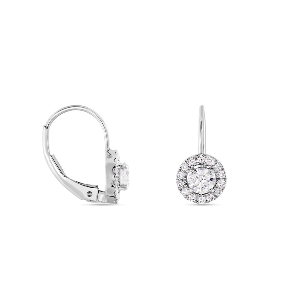 Boucles D'oreilles Pendantes Mentoura Or Blanc Diamant Synthétique - Boucles d'oreilles pendantes Femme | Histoire d’Or