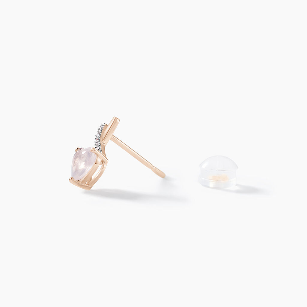 Boucles D'oreilles Puces Or Rose Clothilde Quartz - Clous d'oreilles Femme | Histoire d’Or