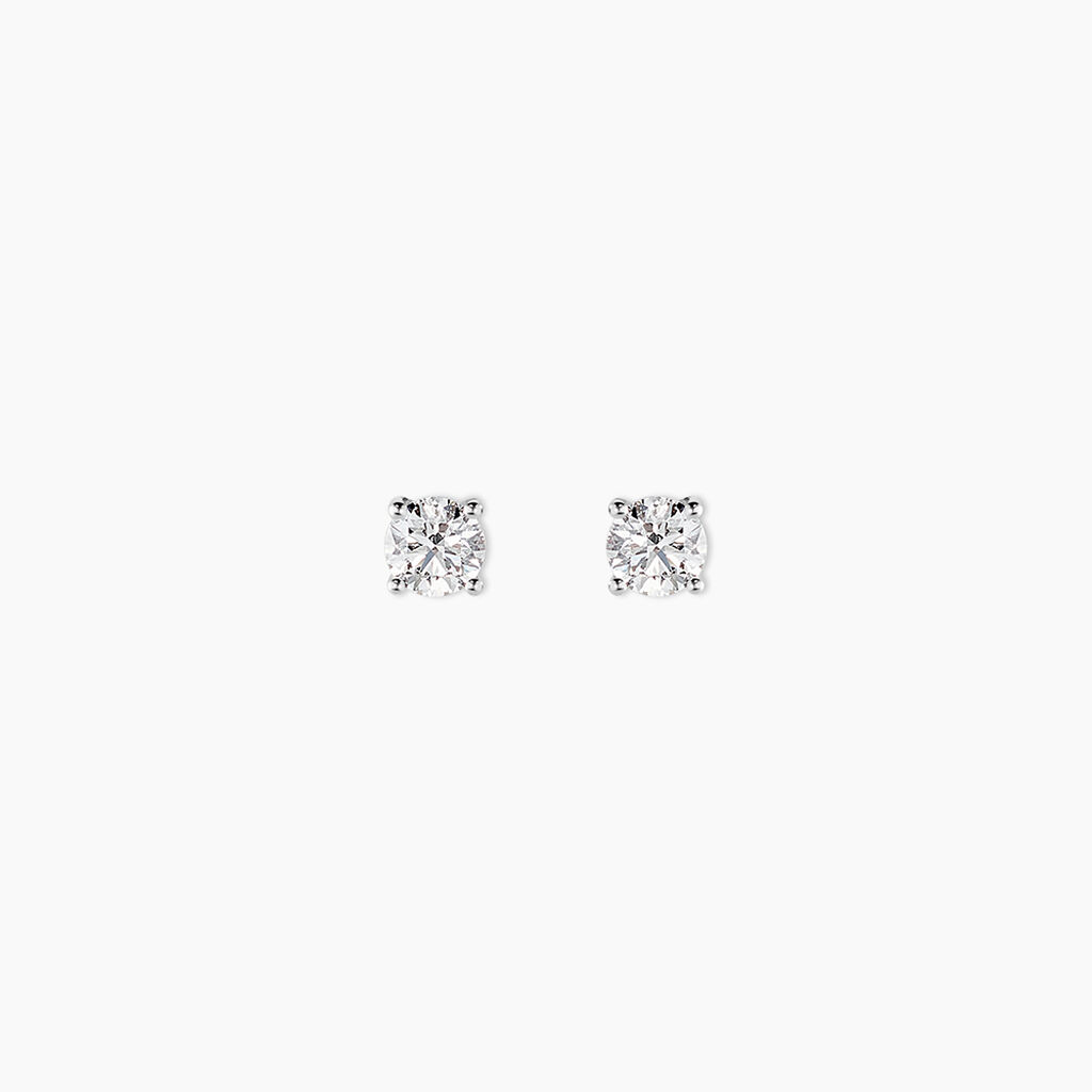 Boucles D'oreilles Puces One Or Blanc Diamants - Clous d'oreilles Homme | Histoire d&rsquo;Or