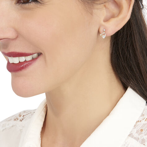 Boucles D'oreilles Pendantes Romance Or Jaune Oxyde De Zirconium - Boucles d'Oreilles Coeur Femme | Histoire d’Or