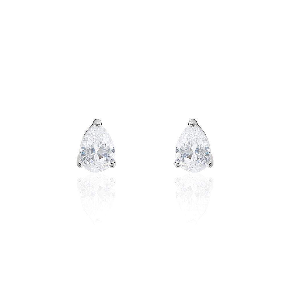 Boucles D'oreilles Puces Clarysse Argent Blanc Oxyde De Zirconium - Boucles d'oreilles fantaisie Femme | Histoire d’Or
