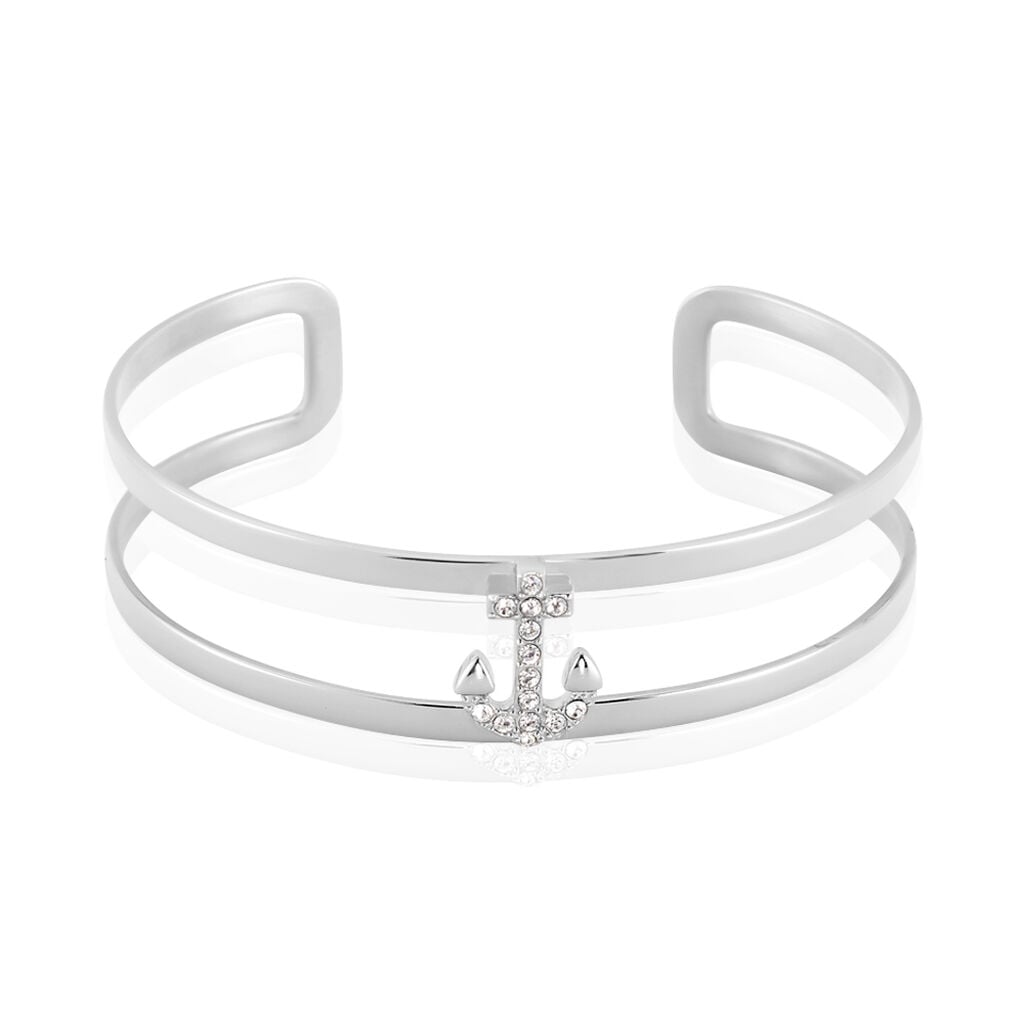 Bracelet Jonc Meysa Acier Blanc Strass - Bracelets joncs Femme | Histoire d&rsquo;Or
