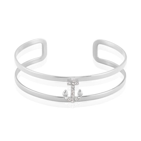 Bracelet Jonc Meysa Acier Blanc Strass - Bracelets joncs Femme | Histoire d&rsquo;Or