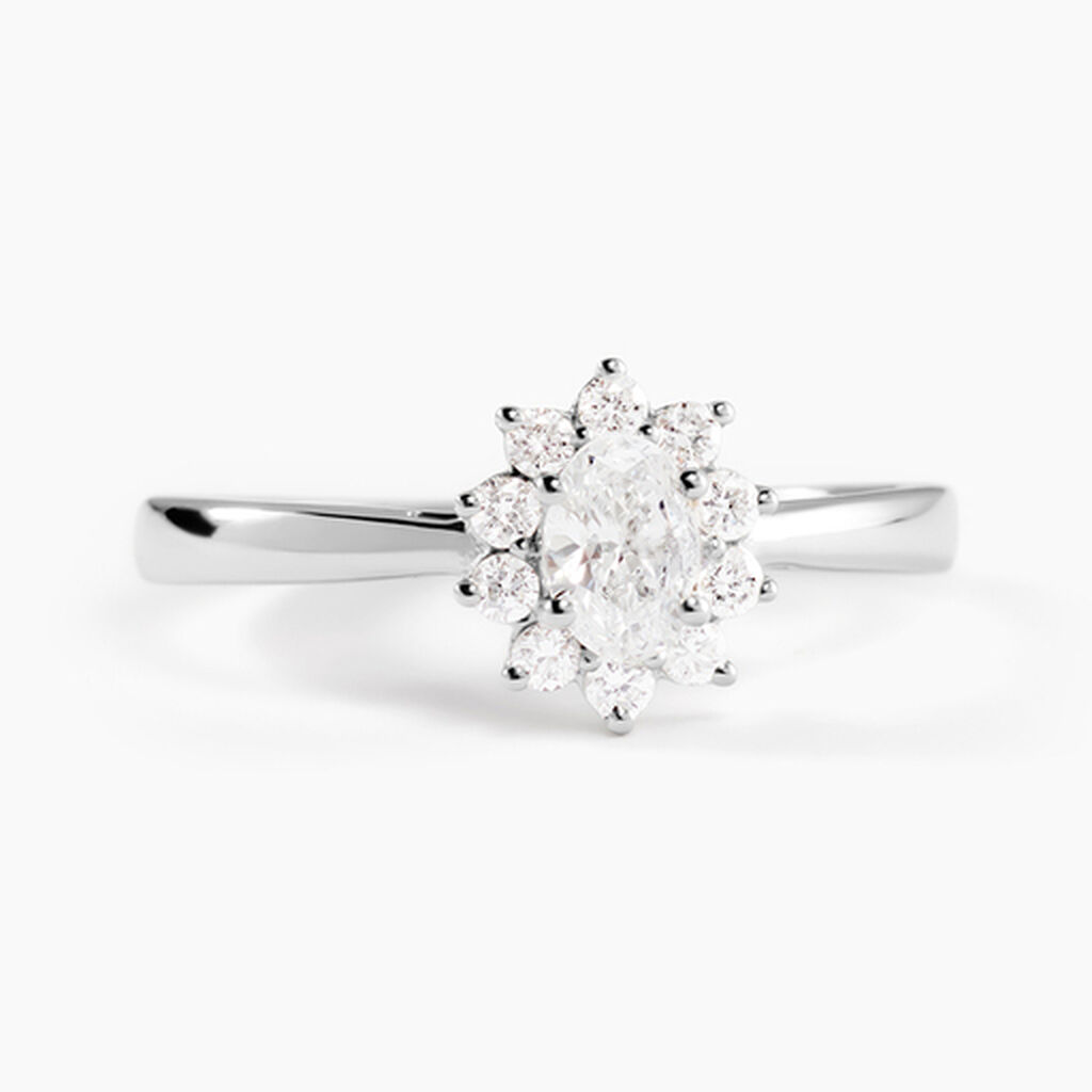 Bague Mysie Platine Blanc Diamant Synth&eacute;tique - Bagues solitaires Femme | Histoire d&rsquo;Or