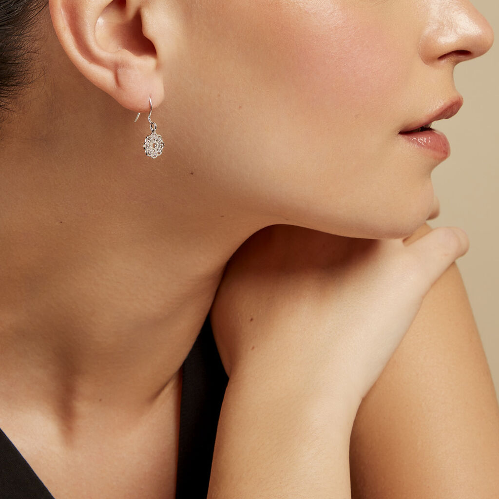 Boucles D'oreilles Pendantes Lynne Argent Blanc - Boucles d'oreilles fantaisie Femme | Histoire d’Or