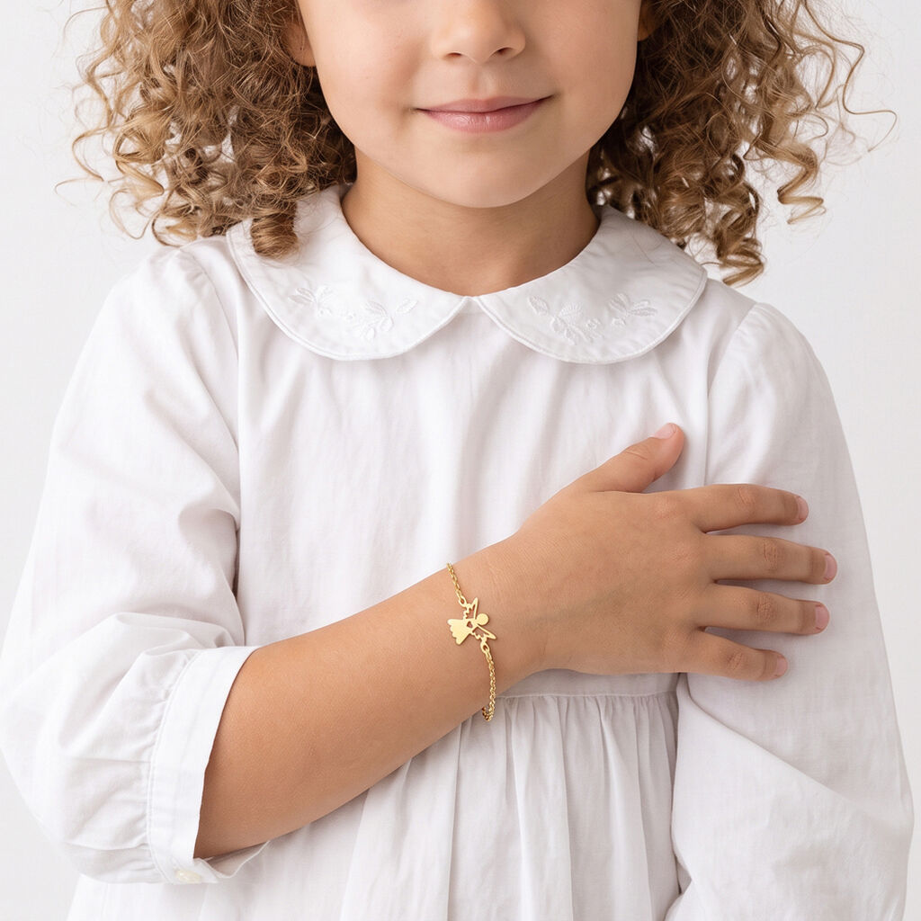 Bracelet Hallie Ange Et Coeur Or Jaune - Bracelets Bapt&ecirc;me Enfant | Histoire d&rsquo;Or