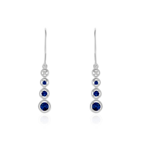 Boucles D'oreilles Pendantes Josephine Or Blanc Saphir Et Diamant - Boucles d'oreilles pendantes Femme | Histoire d’Or