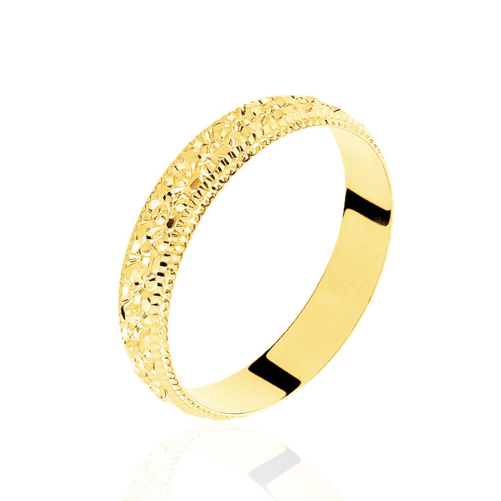 Alliance Fantaisie Diamantee Ruban Plat Or Jaune - Alliances Unisex | Histoire d&rsquo;Or