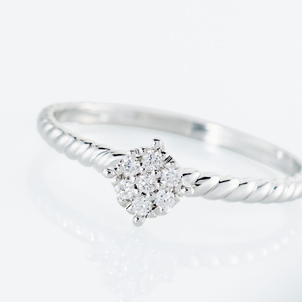 Bague Or Blanc Addie Diamants - Bagues avec pierre Femme | Histoire d’Or
