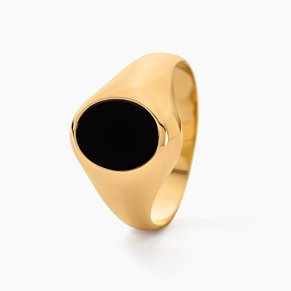 Chevalière Gerolt Ovale Or Jaune Onyx - Chevalières Homme | Histoire d’Or