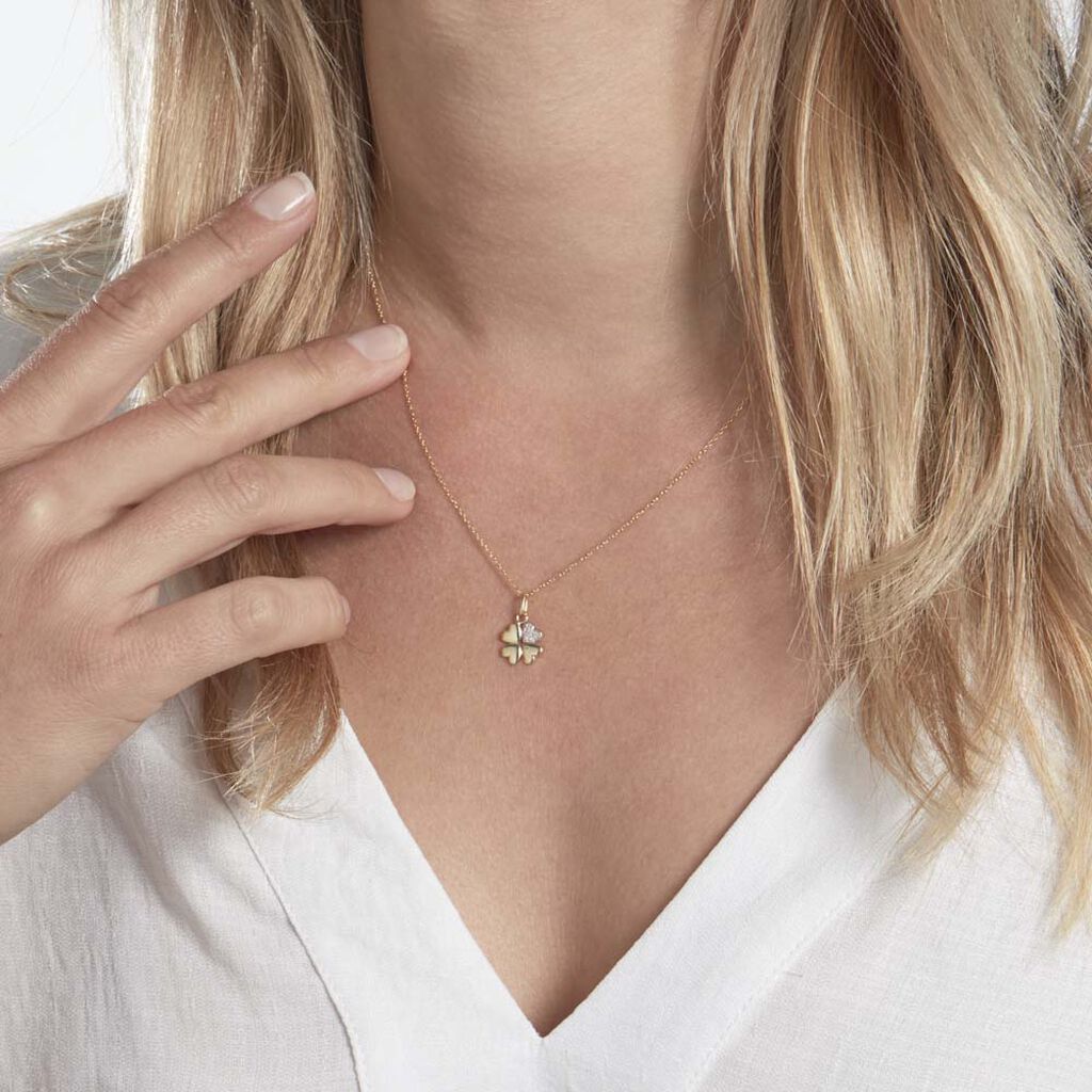 Pendentif Eudocie Coeur Trefle Or Jaune - Pendentifs Famille | Histoire d’Or