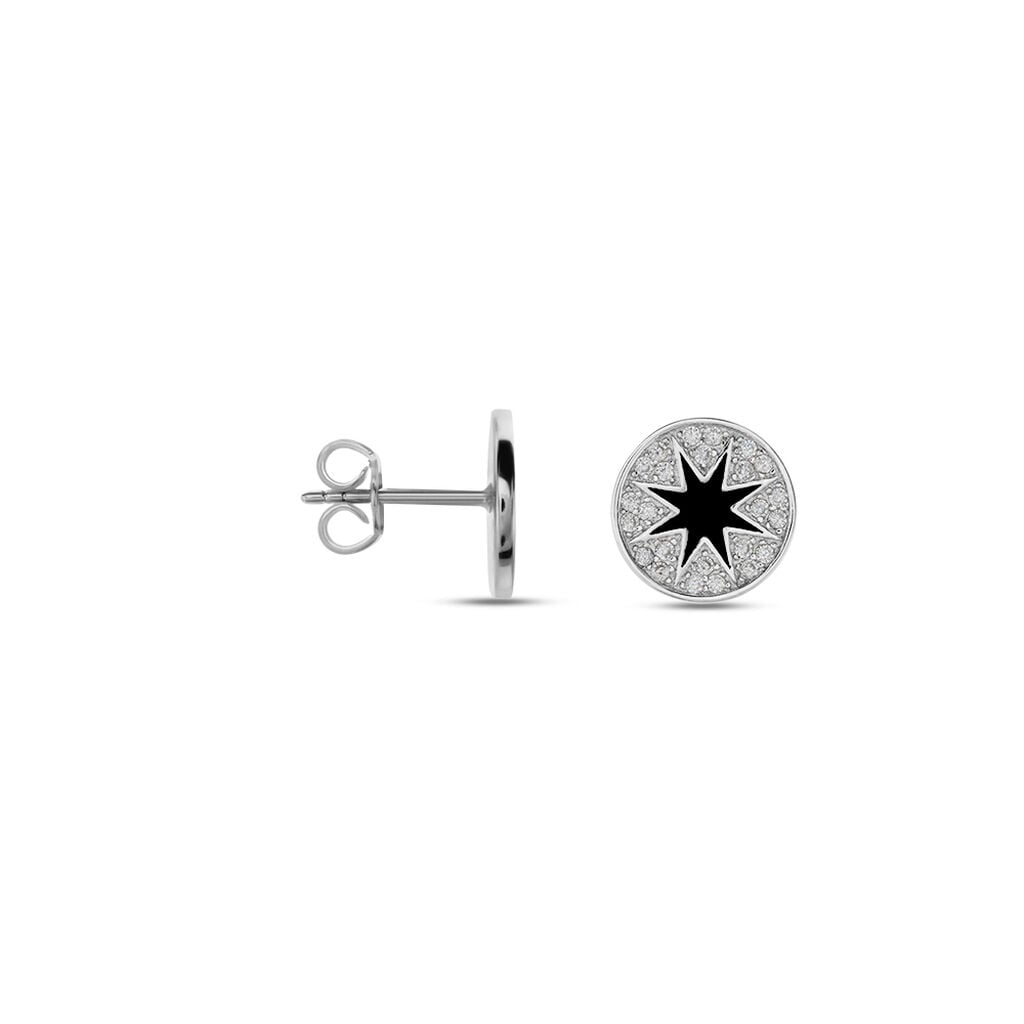 Boucles D'oreilles Puces Argent Blanc Winston Oxydes De Zirconium - Boucles d'oreilles fantaisie Femme | Histoire d&rsquo;Or