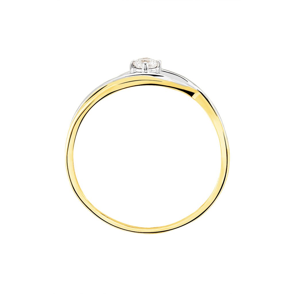 Bague Solitaire Peline Or Bicolore Oxyde De Zirconium - Bagues solitaires Femme | Histoire d’Or
