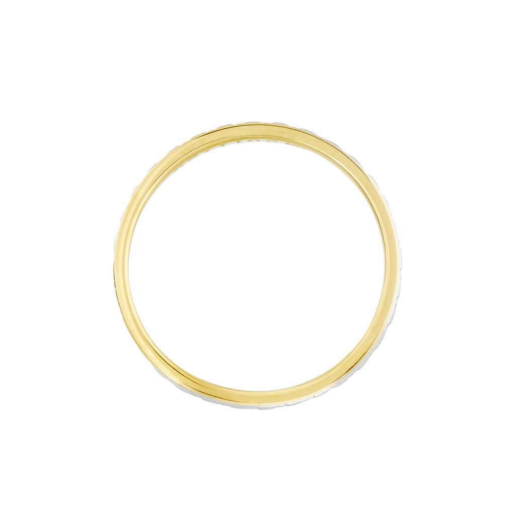 Alliance Grain De Folie Diamantee Ruban Plat Or Bicolore - Alliances Unisex | Histoire d’Or