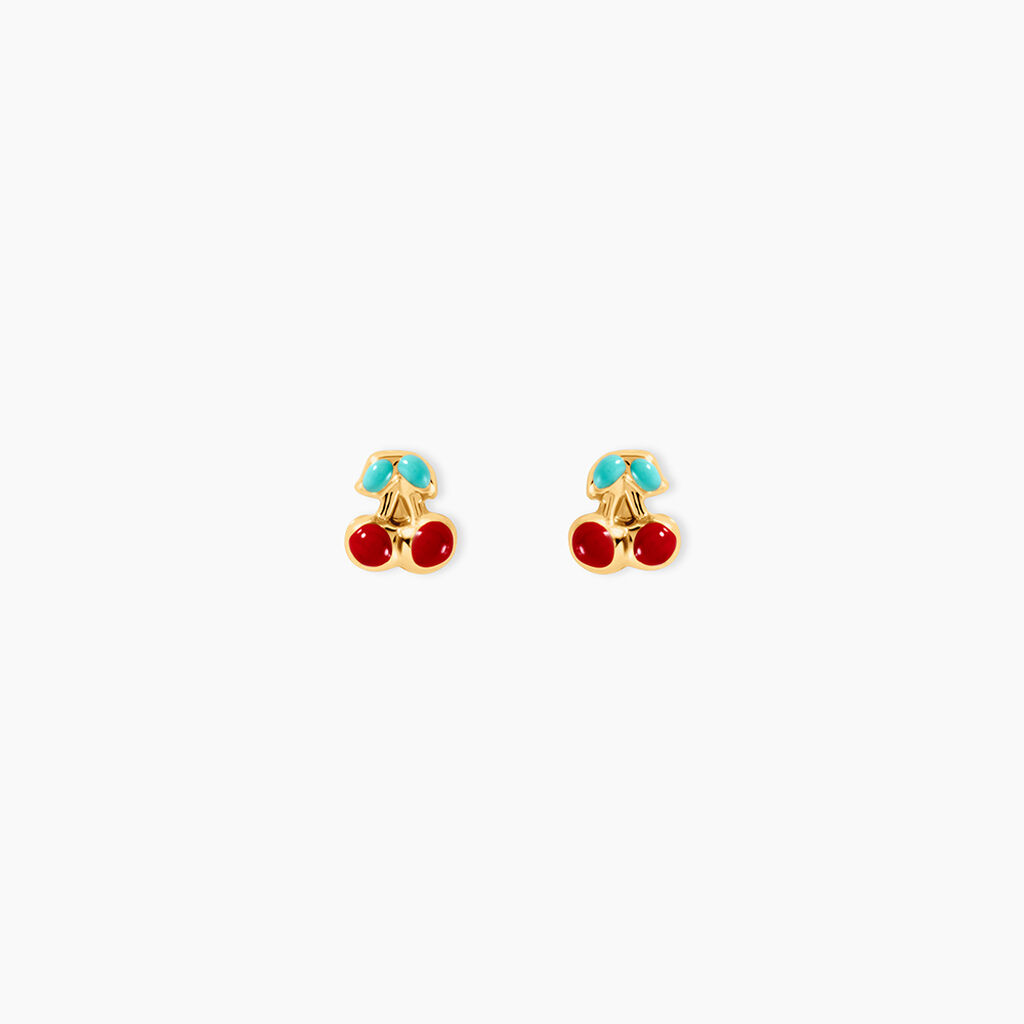 Boucles D'oreilles Puces Or Jaune Helicie Email - Clous d'oreilles Enfant | Histoire d&rsquo;Or