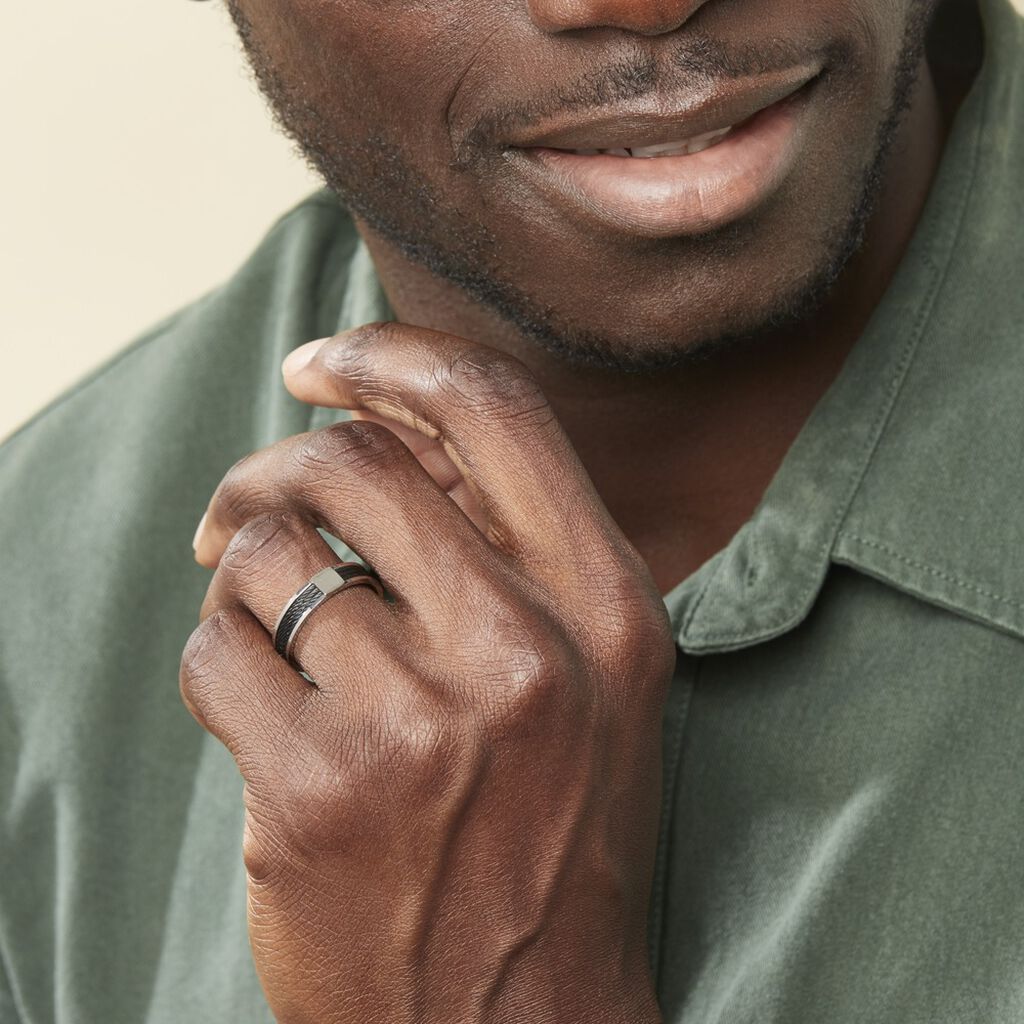 Bague Gaetane Acier Blanc - Bagues Homme | Histoire d’Or