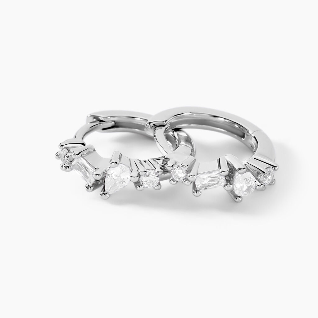 Créoles Eitane Argent Blanc Oxyde De Zirconium - Boucles d'oreilles créoles Femme | Histoire d’Or