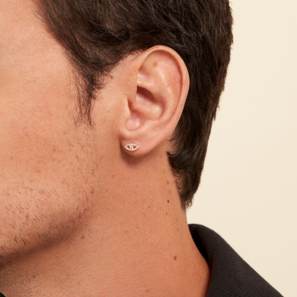 Boucles D'oreille Puce Unitaire Oya Or Jaune Oxyde De Zirconium - Clous d'oreilles Famille | Histoire d’Or