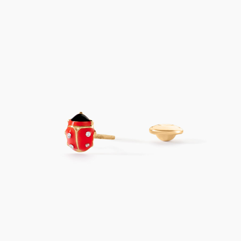 Boucles D'oreilles Puces Coccinella Or Jaune Oxyde De Zirconium - Clous d'oreilles Enfant | Histoire d’Or