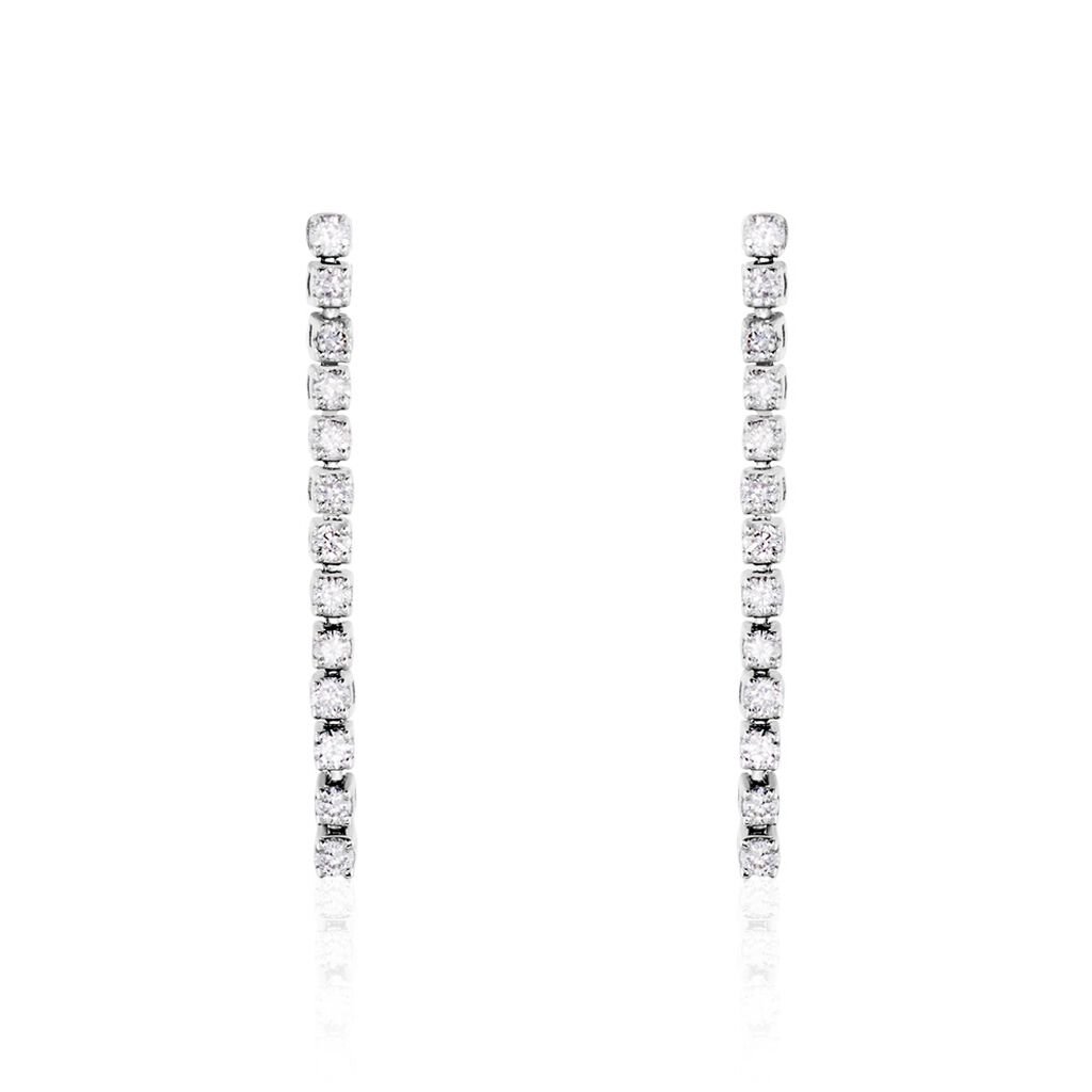 Boucles D'oreilles Pendantes Moscovado Or Blanc Diamant Synth&eacute;tique - Boucles d'oreilles pendantes Femme | Histoire d&rsquo;Or