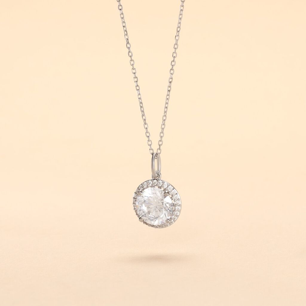 Collier Or Blanc Adil Oxyde De Zirconium - Colliers Femme | Histoire d&rsquo;Or