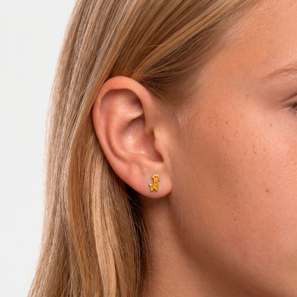 Boucles D'Oreilles Puces Mostafa Or Jaune - Clous d'oreilles Enfant | Histoire d&rsquo;Or