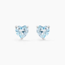 Boucles D'oreilles Puces Salona Or Blanc Topaze - Clous d'oreilles Femme | Histoire d’Or