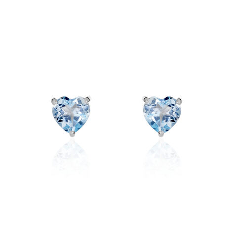 Boucles D'oreilles Puces Salona Or Blanc Topaze - Clous d'oreilles Femme | Histoire d’Or