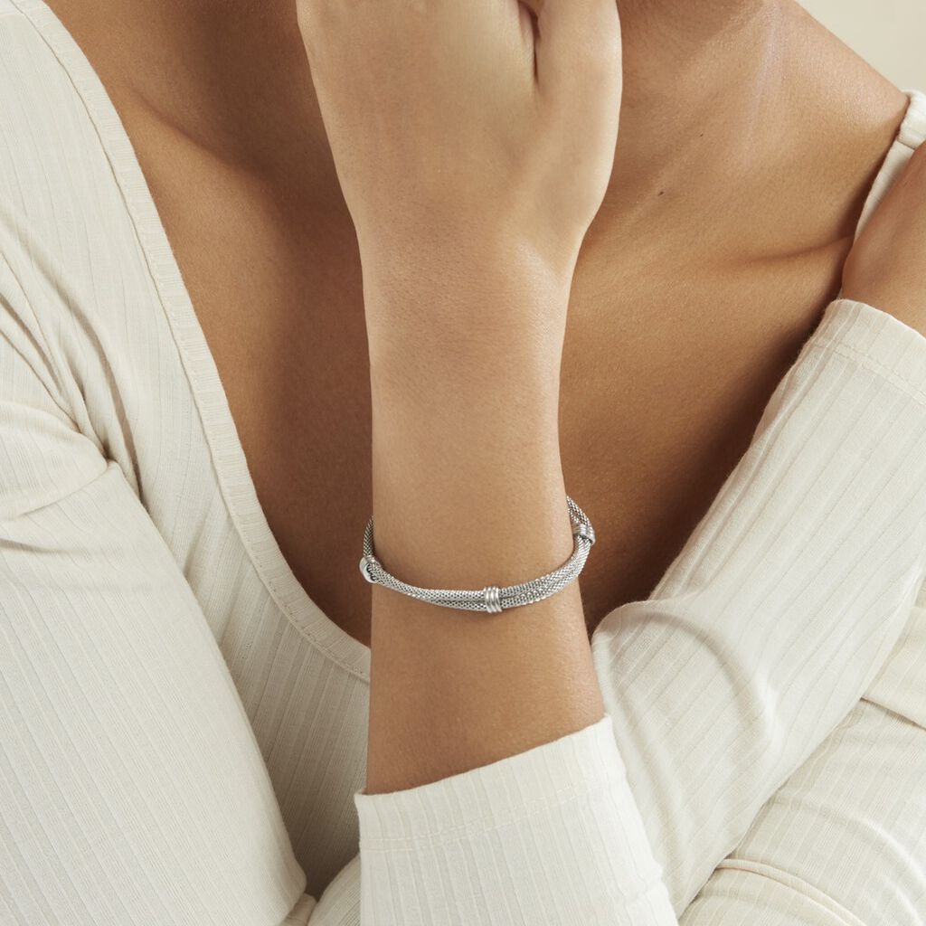 Bracelet Aleyna Maille Popcorn Acier Blanc - Bracelets fantaisie Femme | Histoire d’Or
