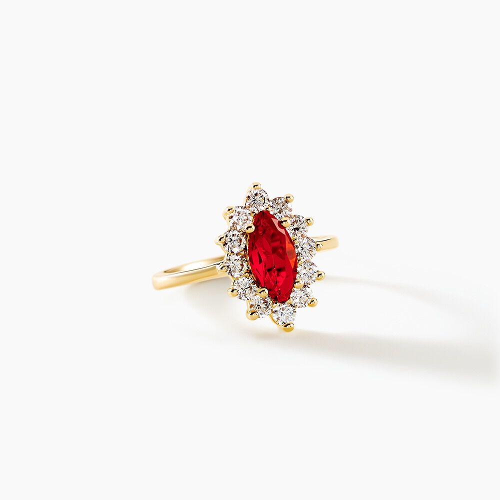 Bagues Plaque or Couleur Pierre Rouge Histoire d Or