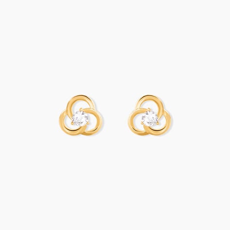 Boucles D'Oreilles Puces Isaias Or Jaune Oxyde De Zirconium - Clous d'oreilles Femme | Histoire d&rsquo;Or