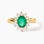 Bague Vladimir Or Jaune Emeraude Diamants - Bagues solitaires Femme | Histoire d&rsquo;Or