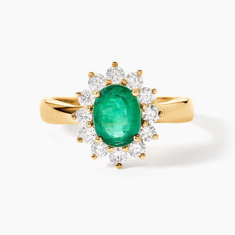 Bague Vladimir Or Jaune Emeraude Diamants - Bagues solitaires Femme | Histoire d&rsquo;Or
