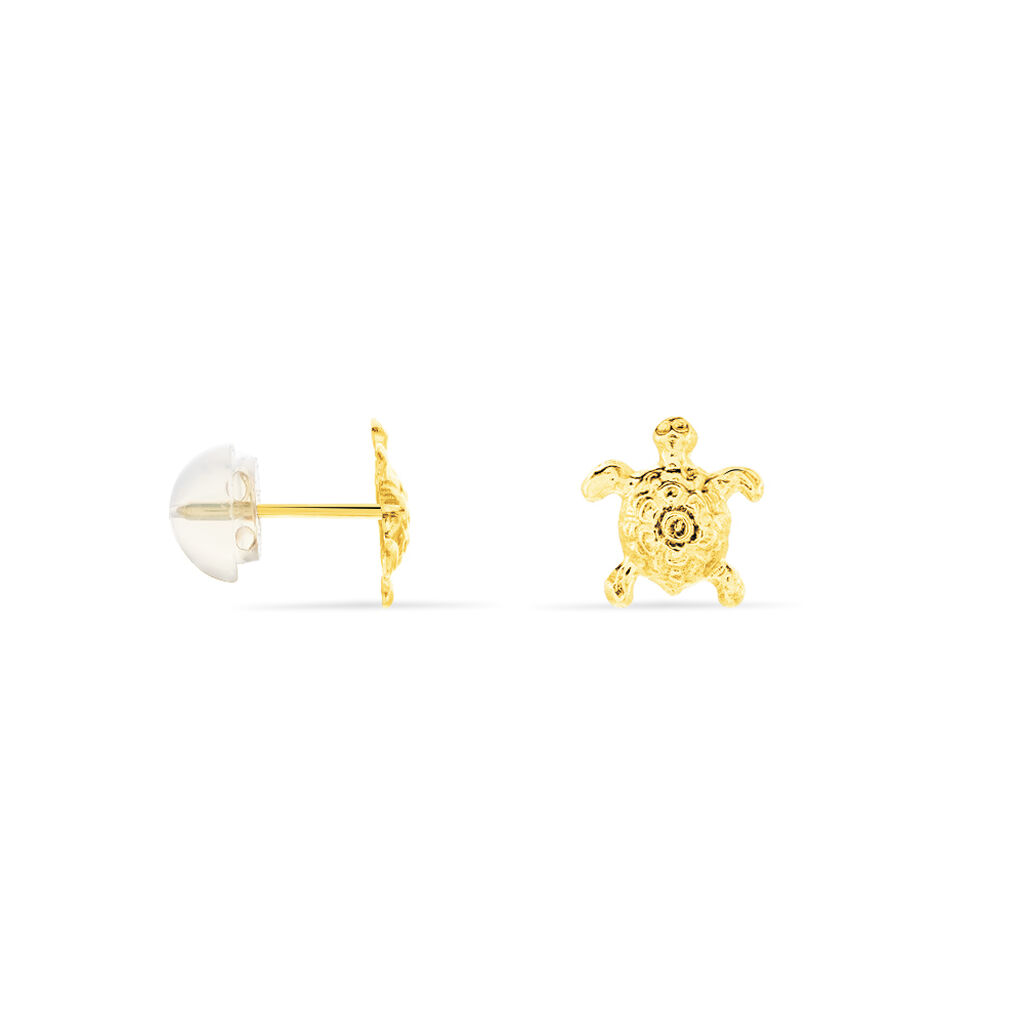 Boucles D'oreilles Puces Almahae Tortue Or Jaune - Clous d'oreilles Famille | Histoire d’Or