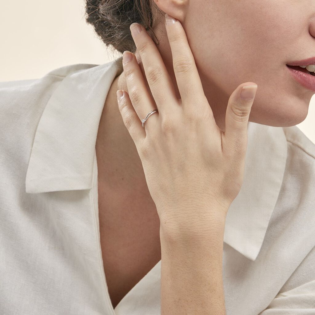 Bague Solitaire Asia Or Blanc Diamant -  Femme | Histoire d’Or