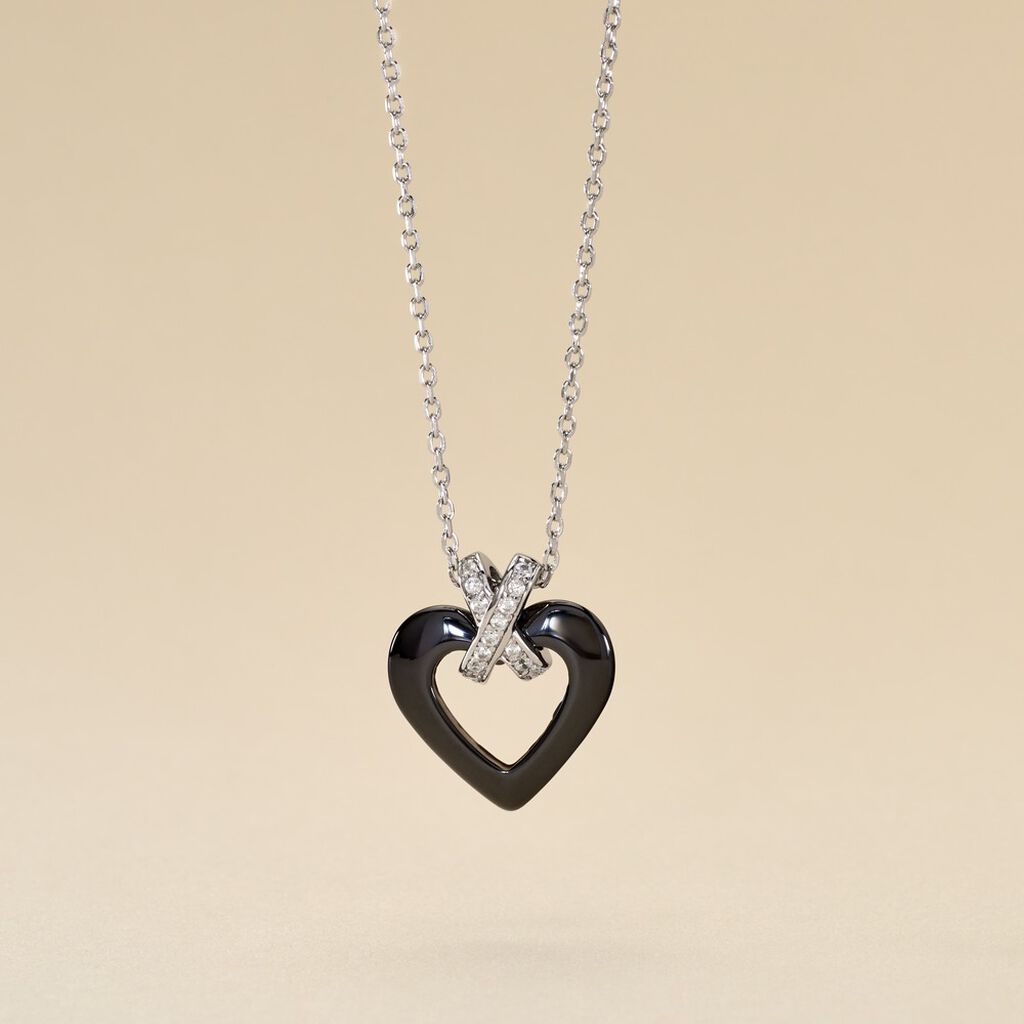 Collier Nolwen Argent Blanc C&eacute;ramique Et Oxyde De Zirconium - F&ecirc;te des m&egrave;res Femme | Histoire d&rsquo;Or