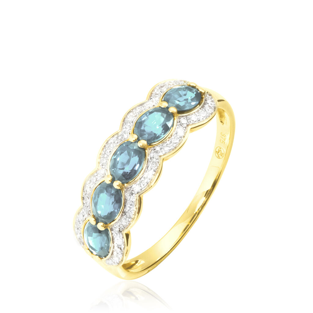 Bague Margaux Or Jaune Aigue Marine Et Diamant - Bagues avec pierre Femme | Histoire d’Or