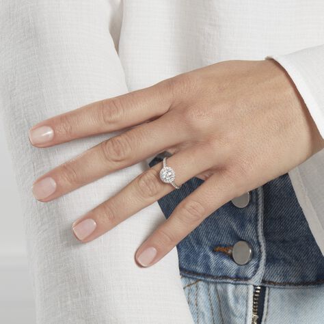 Bague Mentoura Or Blanc Diamant Synthétique - Bagues solitaires Femme | Histoire d’Or