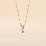 Collier Or Jaune Bragi Perle De Culture Oxyde De Zirconium - Colliers Femme | Histoire d&rsquo;Or