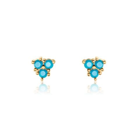 Boucles D'oreilles Puces Istoria Plaqué Or Jaune Pierre D'imitation - Boucles d'oreilles fantaisie Femme | Histoire d’Or