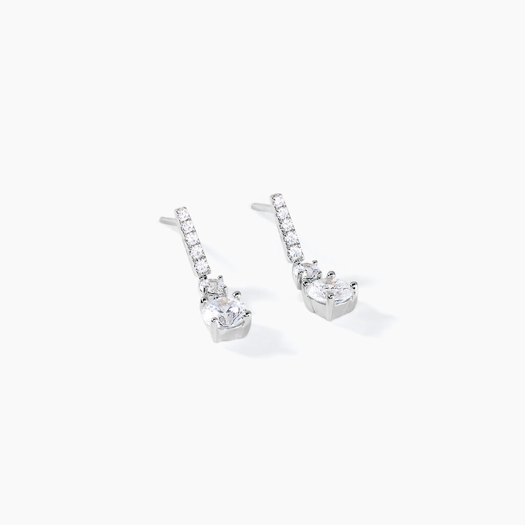 Boucles D'oreilles Pendantes Corianne Argent Blanc Oxyde De Zirconium - Boucles d'oreilles fantaisie Femme | Histoire d&rsquo;Or
