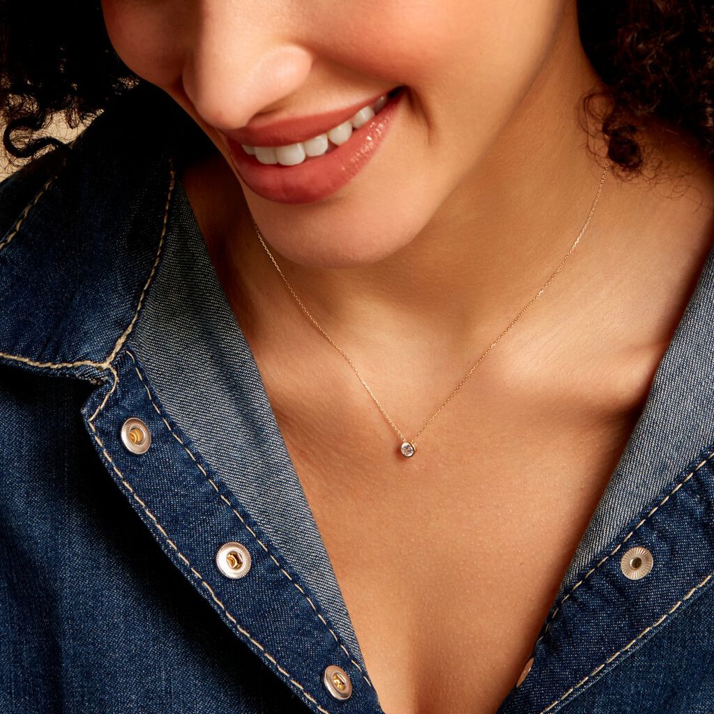 Collier Columbine Or Jaune Oxyde De Zirconium Blanc - Colliers Femme | Histoire d’Or