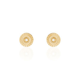 Boucles D'oreilles Puces Carmina Plaqué Or Jaune Oxyde De Zirconium - Boucles d'oreilles fantaisie Femme | Histoire d’Or