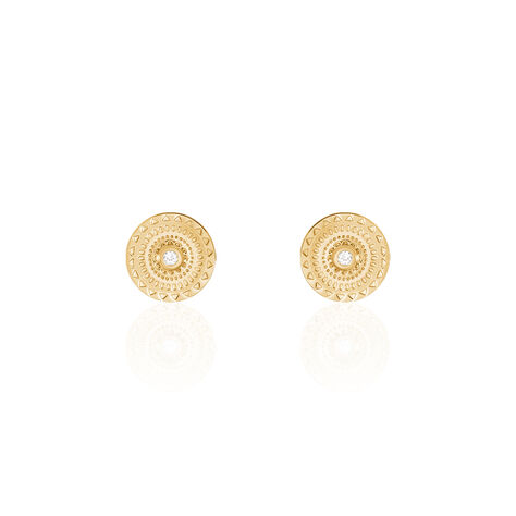 Boucles D'oreilles Puces Carmina Plaqué Or Jaune Oxyde De Zirconium - Boucles d'oreilles fantaisie Femme | Histoire d’Or