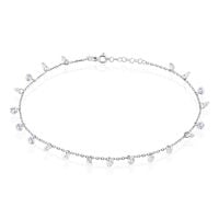 Chaîne De Cheville Carolaine Argent Blanc Oxyde De Zirconium