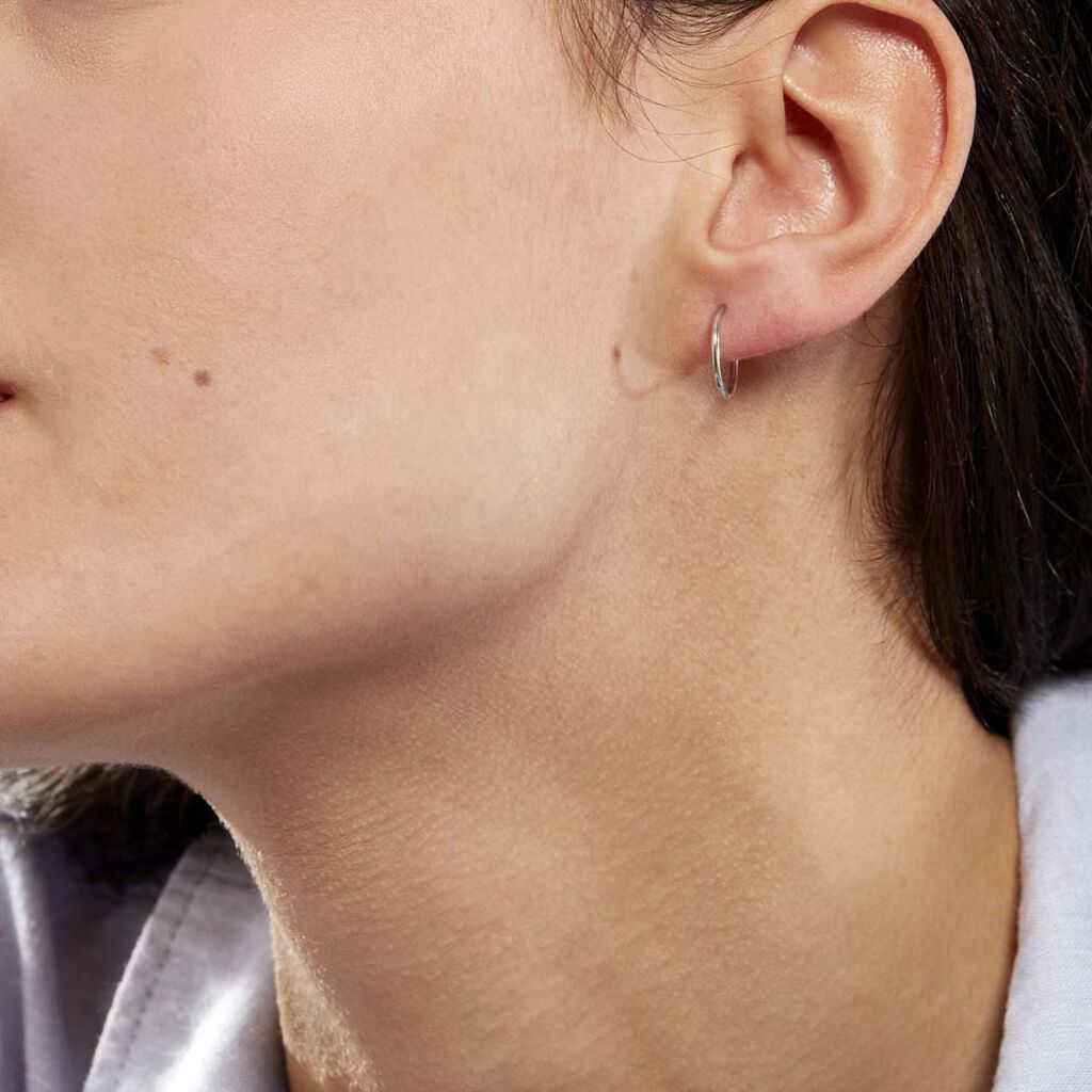 Créoles Dominae Or Blanc - Boucles d'oreilles créoles Femme | Histoire d’Or