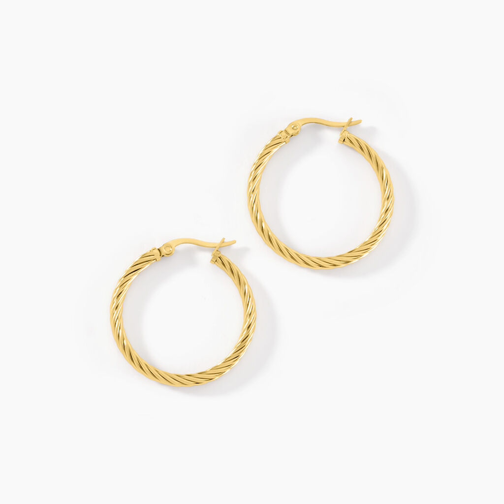 Créoles Acier Doré Pascau - Boucles d'oreilles créoles Femme | Histoire d’Or